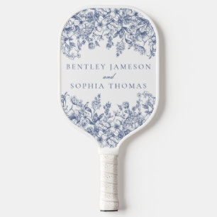 Blue Chinoiserie Vintage Floral Wedding Favours Pickleball Paddle