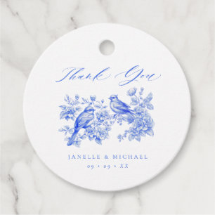 Blue Chinoiserie Vintage Love Birds Wedding Favour Tags