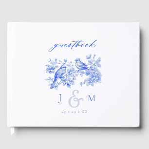 Blue Chinoiserie Vintage Love Birds Wedding Guest Book