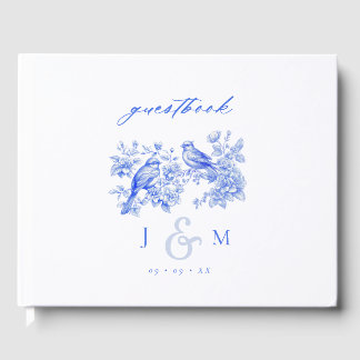 Blue Chinoiserie Vintage Love Birds Wedding Guest Book