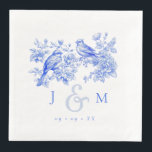 Blue Chinoiserie Vintage Love Birds Wedding Napkin<br><div class="desc">French Blue Floral Chinoiserie Vintage Love Birds Wedding napkins. Personalise with your monogram and wedding date.</div>