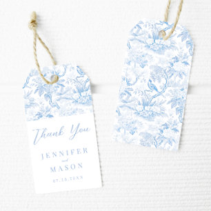 Blue chinoiserie wedding thank you gift favour tag