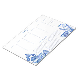 Blue Chinoiserie Weekly Planner Notepad