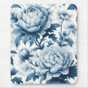 Blue Chinoserie Wild Flowers Mouse Mat