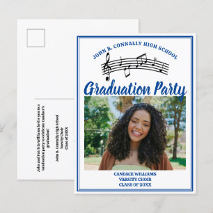 Blue Choir Photo High School Graduation Party Invitation Postcard