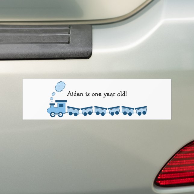Blue Choo Choo Train Bumper Sticker (On Car)