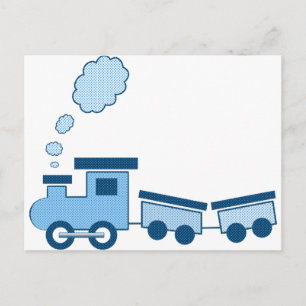 Blue Choo Choo Train Postcard