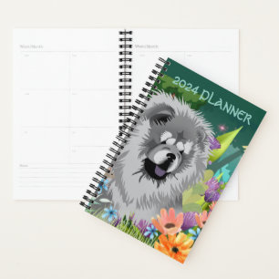 BLUE CHOW 2024 Daily Planner customize text