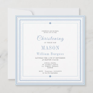 Blue Christening Baptism Simple Script Modern Announcement