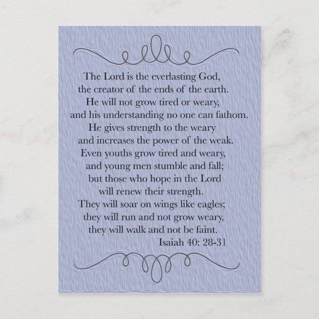 Blue Christian Bible Verse Postcard (Front)