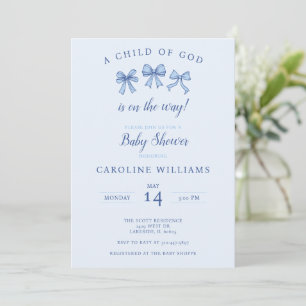 Blue Christian Coquette Baby Boy Child of God Invitation
