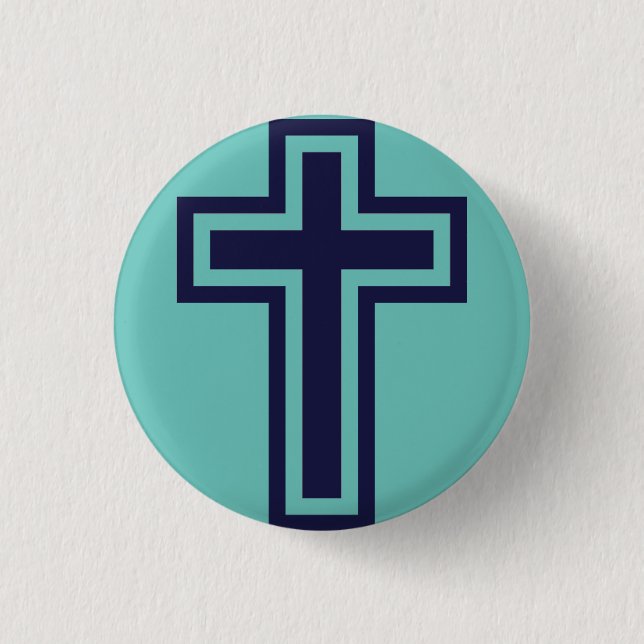 Blue Christian cross different variants 3 Cm Round Badge (Front)
