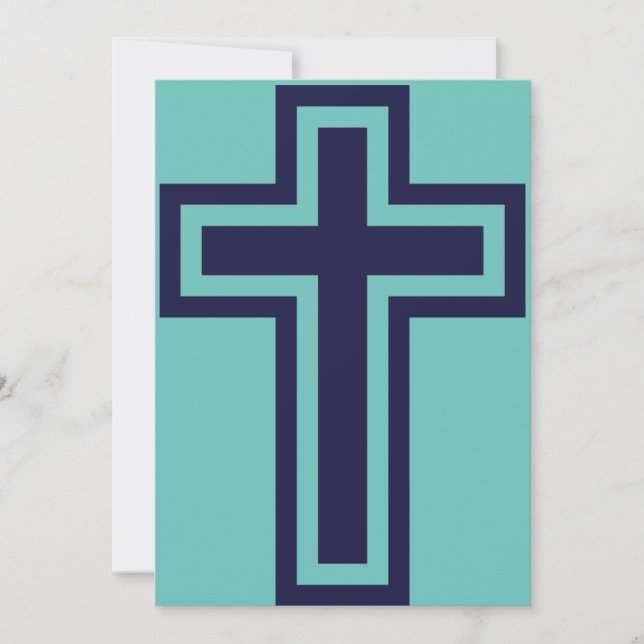 Blue Christian cross different variants Holiday Card (Front)
