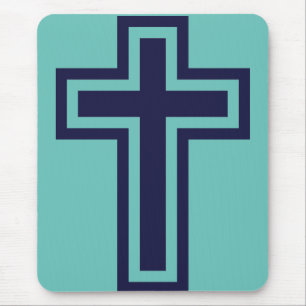 Blue Christian cross different variants Mouse Mat