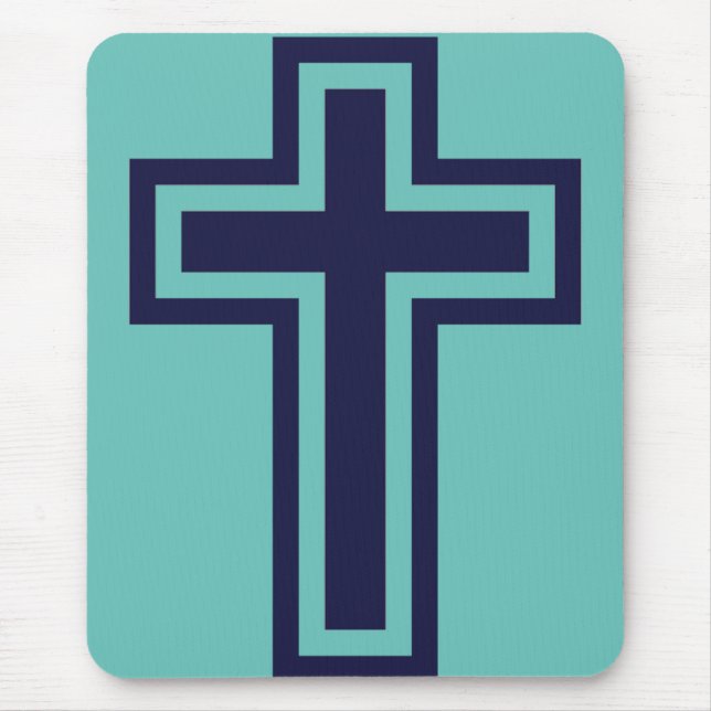 Blue Christian cross different variants Mouse Mat (Front)