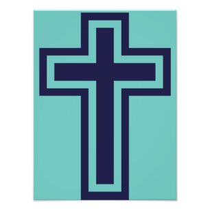 Blue Christian cross different variants Photo Print