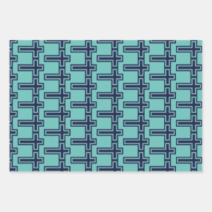 Blue Christian cross different variants Wrapping Paper Sheet