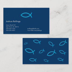 Blue Christian Fish Business Card