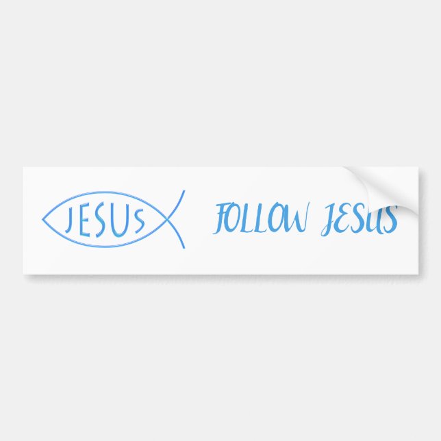 Blue Christian Fish | Follow Jesus Bumper Sticker (Front)