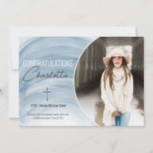 Blue Christian Graduation Photo Announcement