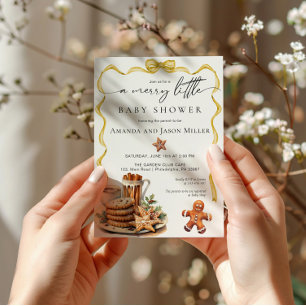 Blue Christmas Baby Shower elegant neutral gold Save The Date