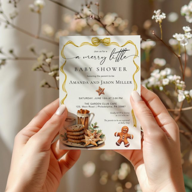 Blue Christmas Baby Shower elegant neutral gold Save The Date (Creator Uploaded)