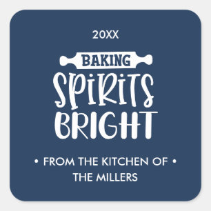 Blue   Christmas Baking Spirits Bright Square Sticker
