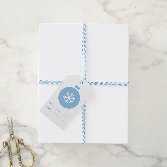 Blue Christmas Ball Gift Tags (With Twine)
