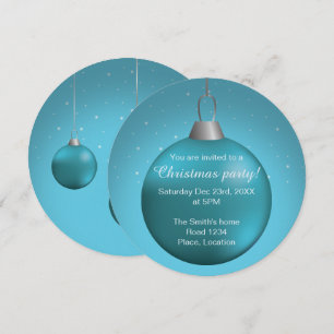 Blue Christmas Ball Invitation