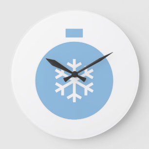Blue Christmas Ball Large Clock