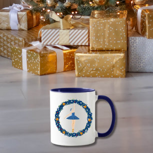 Blue Christmas Ballerina Mug Elegant Holiday