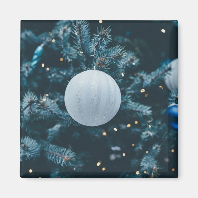 Blue Christmas Bauble Magnet (Front)