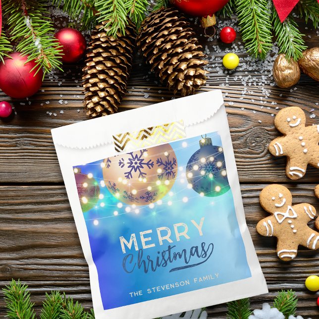 Blue Christmas Baubles Twinkling String Lights  Favour Bags (Creator Uploaded)