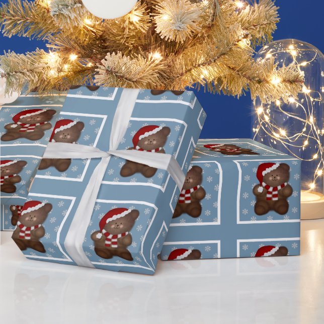 Blue: Christmas Bear Wrapping Paper (Holidays)