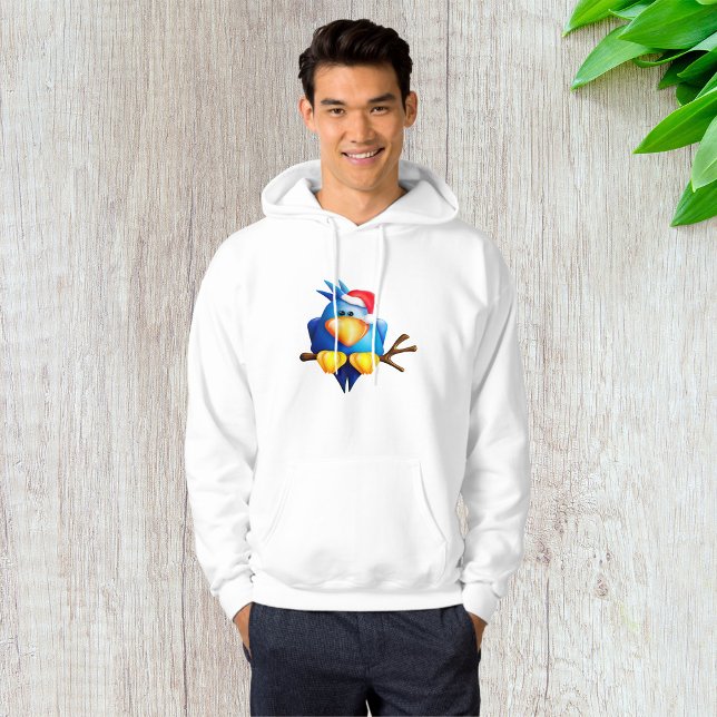 Blue Christmas Bird with Santa Hat Hoodie (Creator Uploaded)