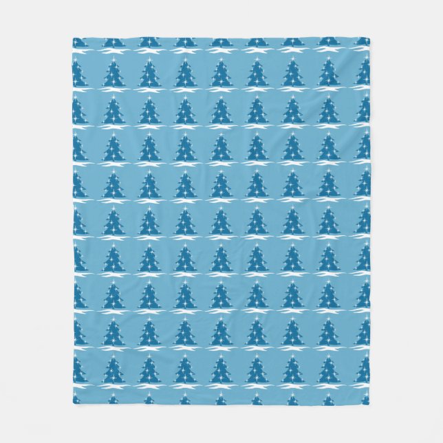 Blue Christmas Blanket Snow Covered Trees Blanket (Front)