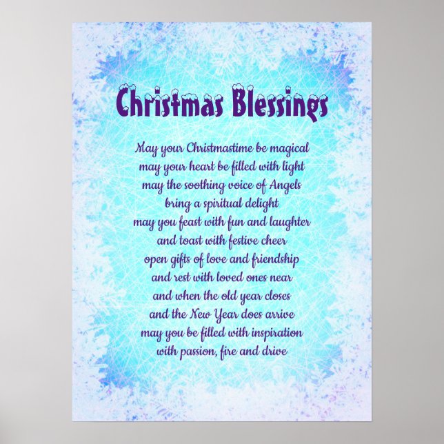 Blue Christmas Blessings frost design Poster (Front)
