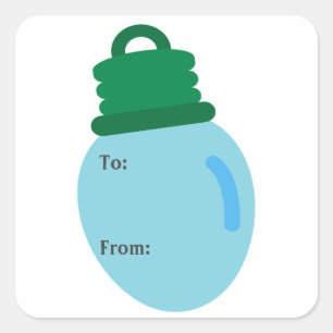 Blue Christmas Bulb Gift Tag Sticker