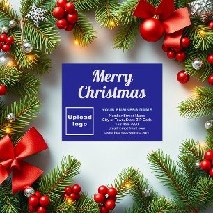Blue Christmas Business Small Flat Holiday Card