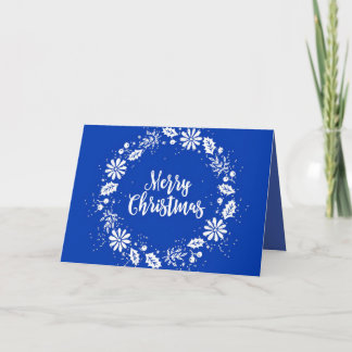 Blue Christmas Card for Friend with Wreath
