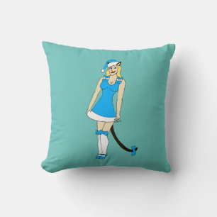 Blue Christmas catgirl Cushion