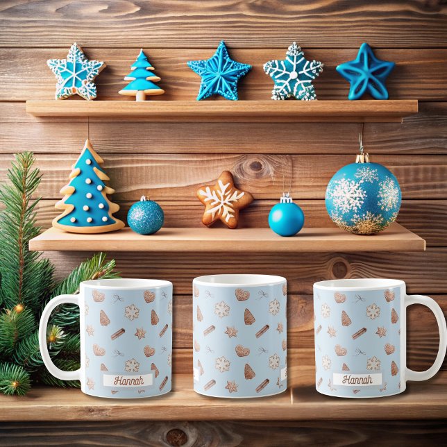 Blue Christmas Cookie Swap Exchange  Coffee Mug (Blue Christmas Cookie Mugs)