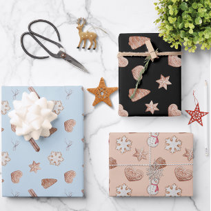 Blue Christmas Cookie Swap Exchange Wrapping Paper Sheet