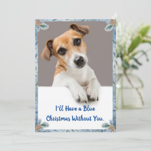 Blue Christmas Cute Jack Russell Holiday Card