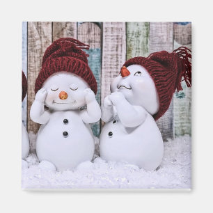 Blue Christmas Cute Snowman Magnet
