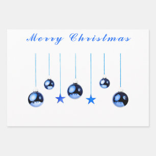 Blue Christmas Decoration balls with text Wrapping Paper Sheet