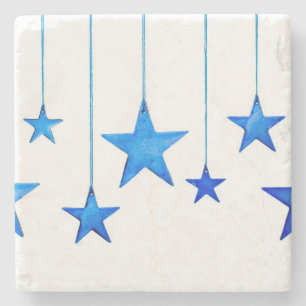 Blue Christmas Decorations Stone Coaster