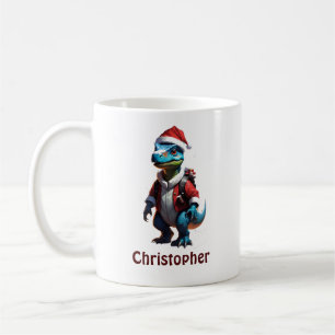 Blue Christmas dinosaur Coffee Mug