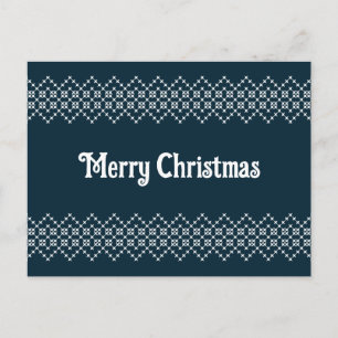 Blue christmas embroidery nordic knitwear postcard