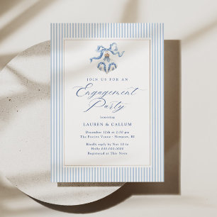 Blue Christmas Engagement Party Invitation